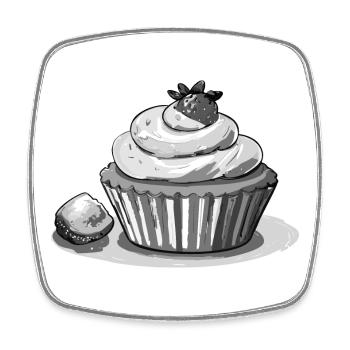 Cupcake Strawberry - Viereckiger Kühlschrankmagnet - Weiß - Vorne