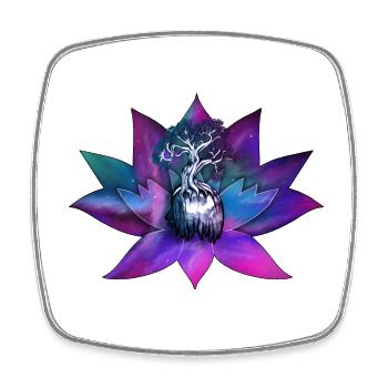 Lotus with Soul Tree – Spiritual Illustration - Square fridge magnet - white - Front