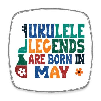 Ukulele Legends are born in May - Viereckiger Kühlschrankmagnet - Weiß - Vorne