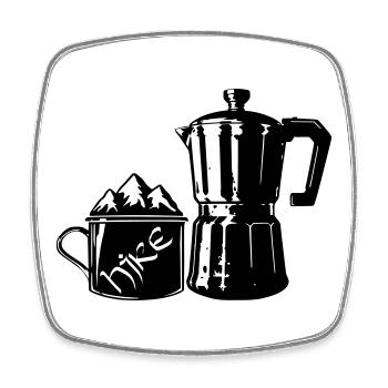 Coffee Hike - Mountain Espresso [Schwarz] - Viereckiger Kühlschrankmagnet - Weiß - Vorne