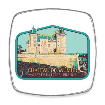 Château de Saumur, Loire-Tal - Viereckiger Kühlschrankmagnet - Weiß - Vorne