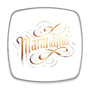 Maranatha Gold Script Swirls - Viereckiger Kühlschrankmagnet - Weiß - Vorne