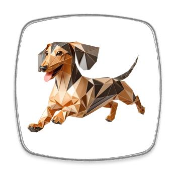 chien teckel qui court origami géométrique 3d - Magnet carré - blanc - Devant