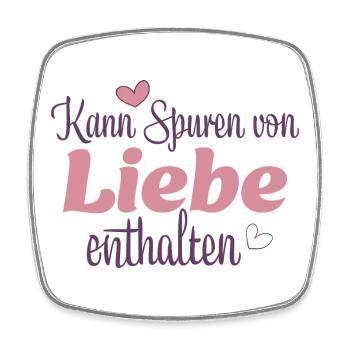 Kann Spuren von Liebe enthalten - Viereckiger Kühlschrankmagnet - Weiß - Vorne