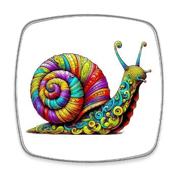 Schnecke - Viereckiger Kühlschrankmagnet - Weiß - Vorne