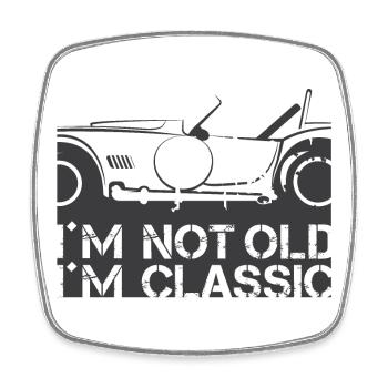 Classic Car Funny Sayings Icon Illustration - Square fridge magnet - white - Front