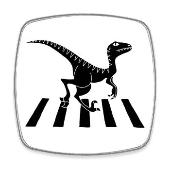 Fußgänger-Dinosaurier (Schwarz) - Viereckiger Kühlschrankmagnet - Weiß - Vorne