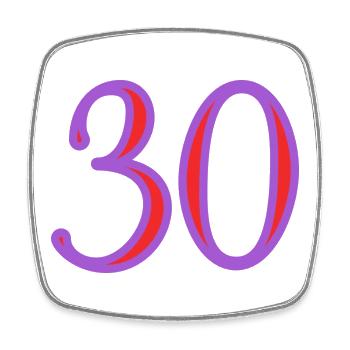 30. 30 YEARS. 30th ANNIVERSARY. 30TH ANNIVERSARY. - Square fridge magnet - white - Front