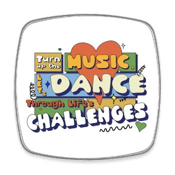 Turn Up The Music 70s Saying Seventies - Square fridge magnet - white - Front