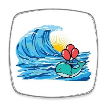 Wal Fisch Schwimmer Welle schwimmen - Viereckiger Kühlschrankmagnet - Weiß - Vorne