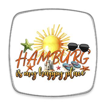 Hamburg is my happy place Urlaubsreise Nordsee - Viereckiger Kühlschrankmagnet - Weiß - Vorne