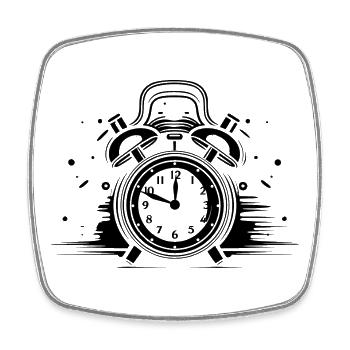 Uhr Skizze - Viereckiger Kühlschrankmagnet - Weiß - Vorne