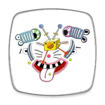 Funny picture, naughty clown chick face - Square fridge magnet - white - Front