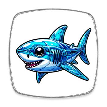 Requin - Magnet carré - blanc - Devant