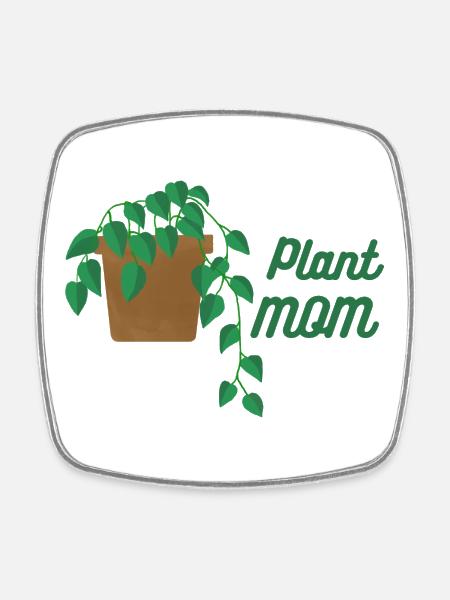 Plant mom - climbing plant - Square fridge magnet - white
