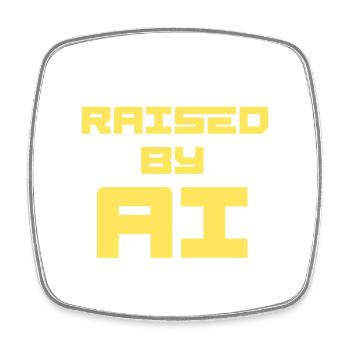 RAISED BY AI - Viereckiger Kühlschrankmagnet - Weiß - Vorne