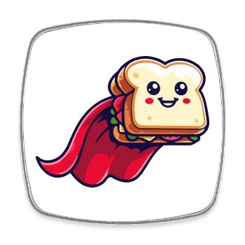 Super Sandwich: The Heroic Hoagie - Square fridge magnet - white - Front
