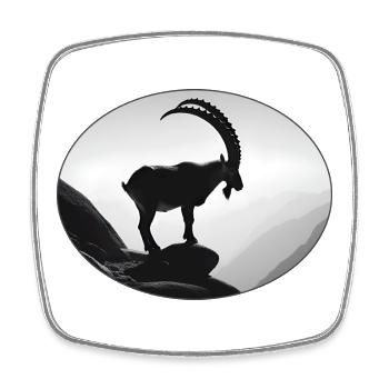 Majestätischer Alpen Steinbock Silhouette - Viereckiger Kühlschrankmagnet - Weiß - Vorne