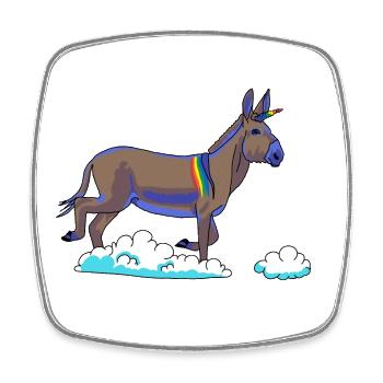 Rainbow Unicorn on Clouds - Square fridge magnet - white - Front