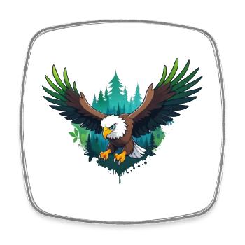 Chasse à l’aigle en forêt - Magnet carré - blanc - Devant