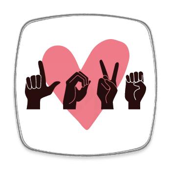 ASL Love IV - Saint-Valentin - Magnet carré - blanc - Devant