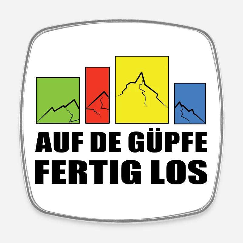 sur le Güpfe, prêts, allez sur les sommets, prêts, partez - Magnet carré - blanc