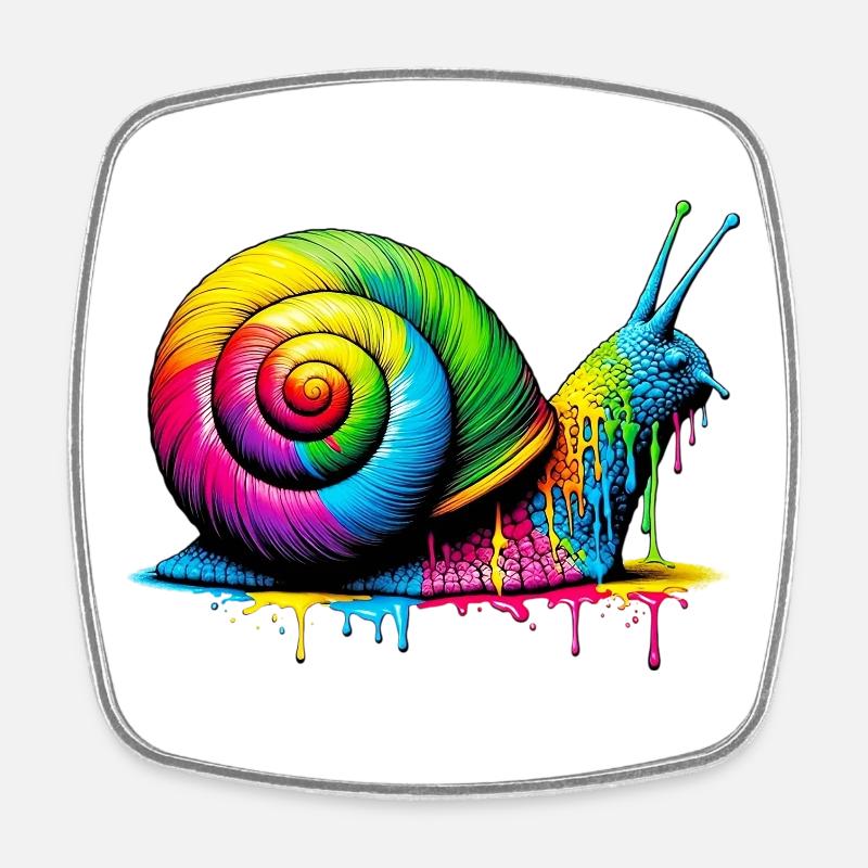 Escargot - Magnet carré - blanc