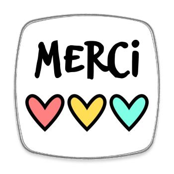 MERCI. MAÎTRESSE. MAÎTRE. MERCI MAÎTRESSE - Magnet carré - blanc - Devant