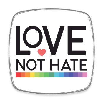 LGBT Pride Month - Love not Hate - Square fridge magnet - white - Front