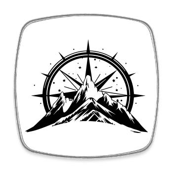 Compass With Mountain Silhouette - Square fridge magnet - white - Front