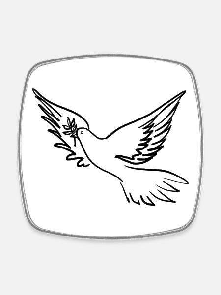 Dove of Peace / Pace / Peace - Square fridge magnet - white