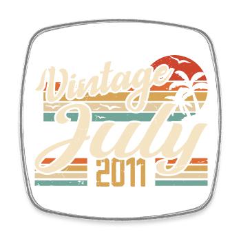 Juillet 2011 Cadeau, 13e Anniversaire Juillet 2011 - Magnet carré - blanc - Devant