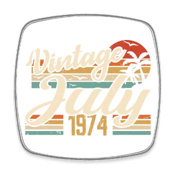 Juillet 1974 Cadeau, 50e Anniversaire Juillet 1974 - Magnet carré - blanc - Devant