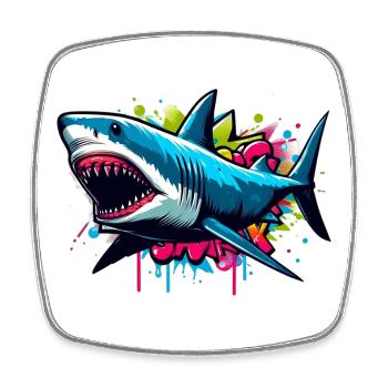 Shark - Square fridge magnet - white - Front