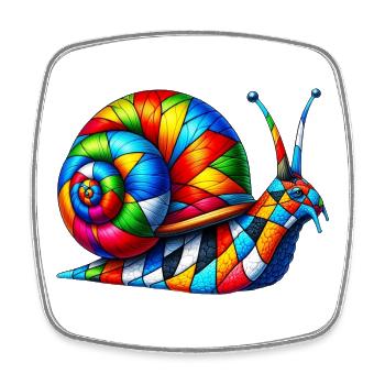 Schnecke - Viereckiger Kühlschrankmagnet - Weiß - Vorne