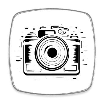Camera - Square fridge magnet - white - Front