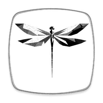 Geometrische Libelle - Viereckiger Kühlschrankmagnet - Weiß - Vorne
