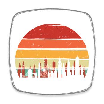 Rétro coucher de soleil sur les toits de la ville - Magnet carré - blanc - Devant