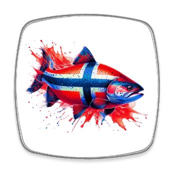 Norwegischer Lachs - Viereckiger Kühlschrankmagnet - Weiß - Vorne