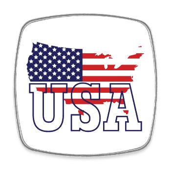USA Map - Square fridge magnet - white - Front