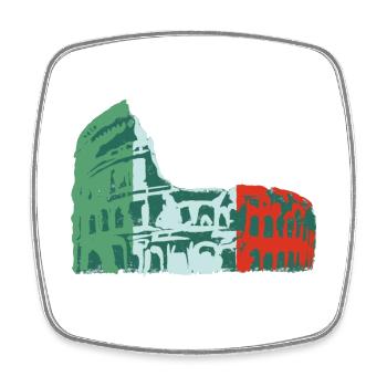 🍝 Italy Colosseum Green Red White Flag - Square fridge magnet - white - Front