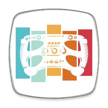 retro racing sim formula Lenkrad vintage Auto Logo - Viereckiger Kühlschrankmagnet - Weiß - Vorne