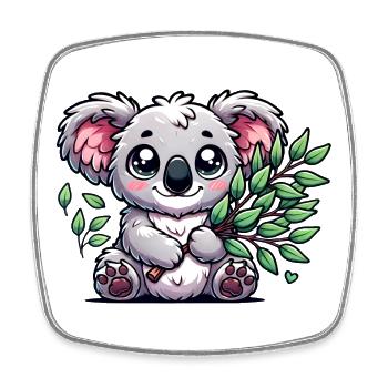 The cute koala with a eucalyptus bouquet - Square fridge magnet - white - Front