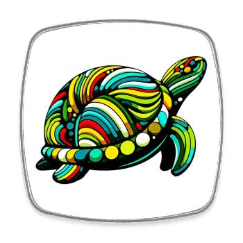 Turtle - Square fridge magnet - white - Front