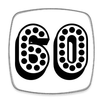 60. 60 ANS. 60e ANNIVERSAIRE. ANNIVERSAIRE 60 ANS. - Magnet carré - blanc - Devant