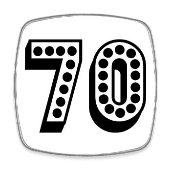 70. 70 JAHRE. 70. JAHRESTAG. 70-JÄHRIGES JUBILÄUM. - Viereckiger Kühlschrankmagnet - Weiß - Vorne