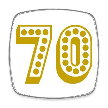 70. 70 ANS. 70e ANNIVERSAIRE. ANNIVERSAIRE 70 ANS. - Magnet carré - blanc - Devant