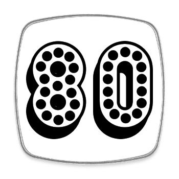 80. 80 ANS. 80e ANNIVERSAIRE. ANNIVERSAIRE 80 ANS. - Magnet carré - blanc - Devant
