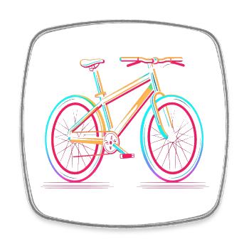 Vélo de route style des années 80 - Magnet carré - blanc - Devant