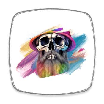 Bunte Regenbogen-Totenkopf-Designe - Viereckiger Kühlschrankmagnet - Weiß - Vorne